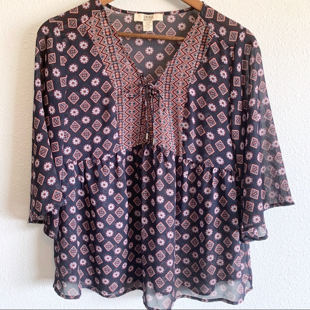 Vintage America Women’s Boho Top Small